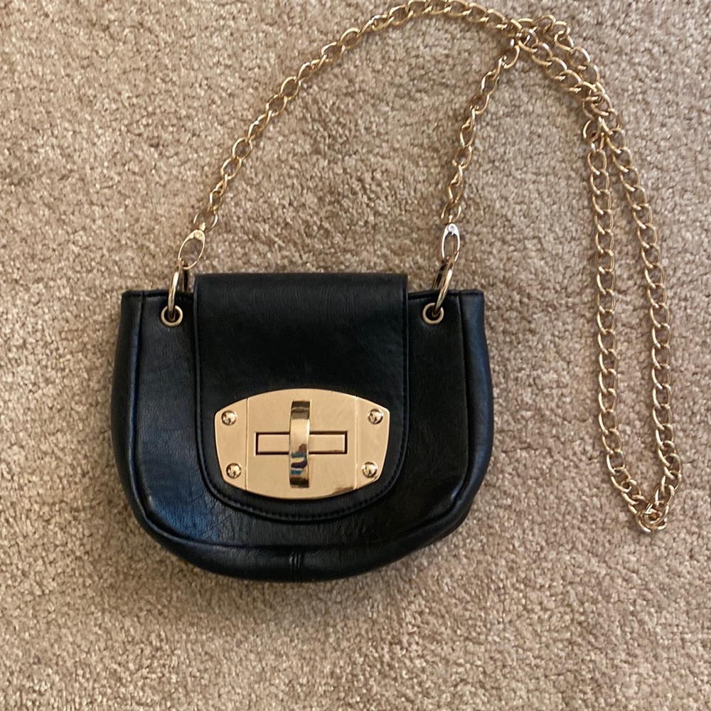 Charming Charlie black purse with gold chain